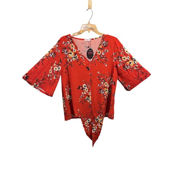 Bluetime Red Blouse with Flowers - Women’s size M - Picture 1 of 3